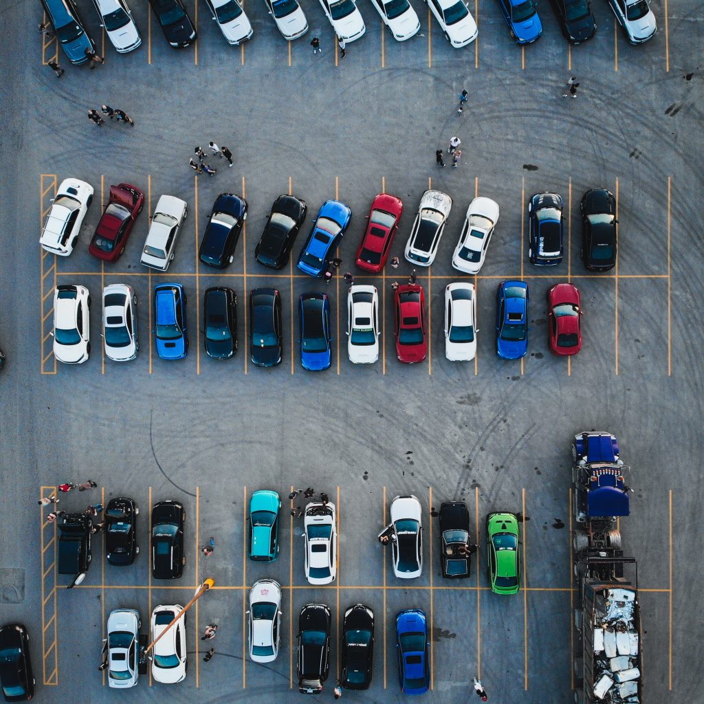 Cars parked in a car park